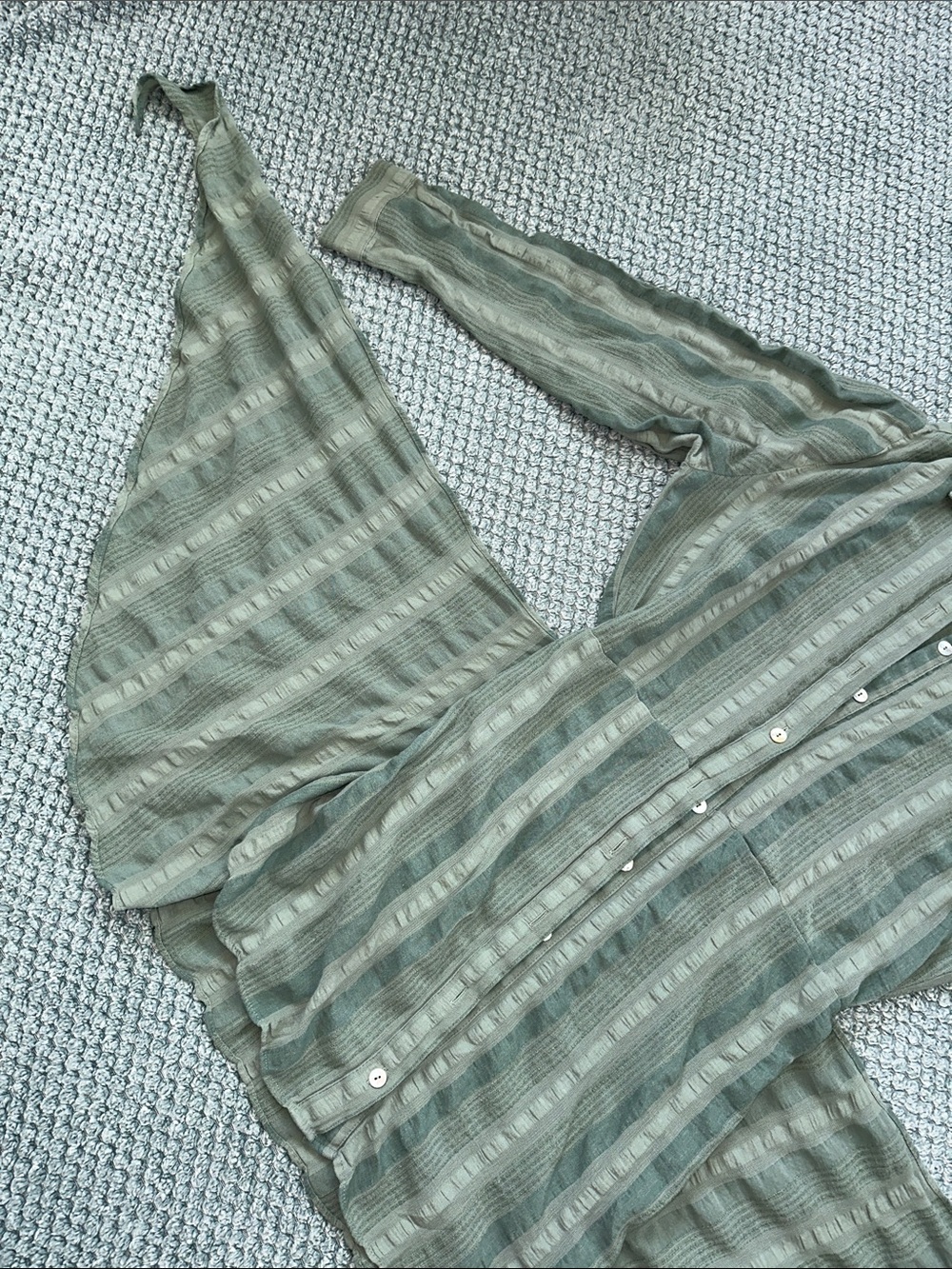 Zara Light Sage Ribbed Knit Dress - Picture 4 of 6